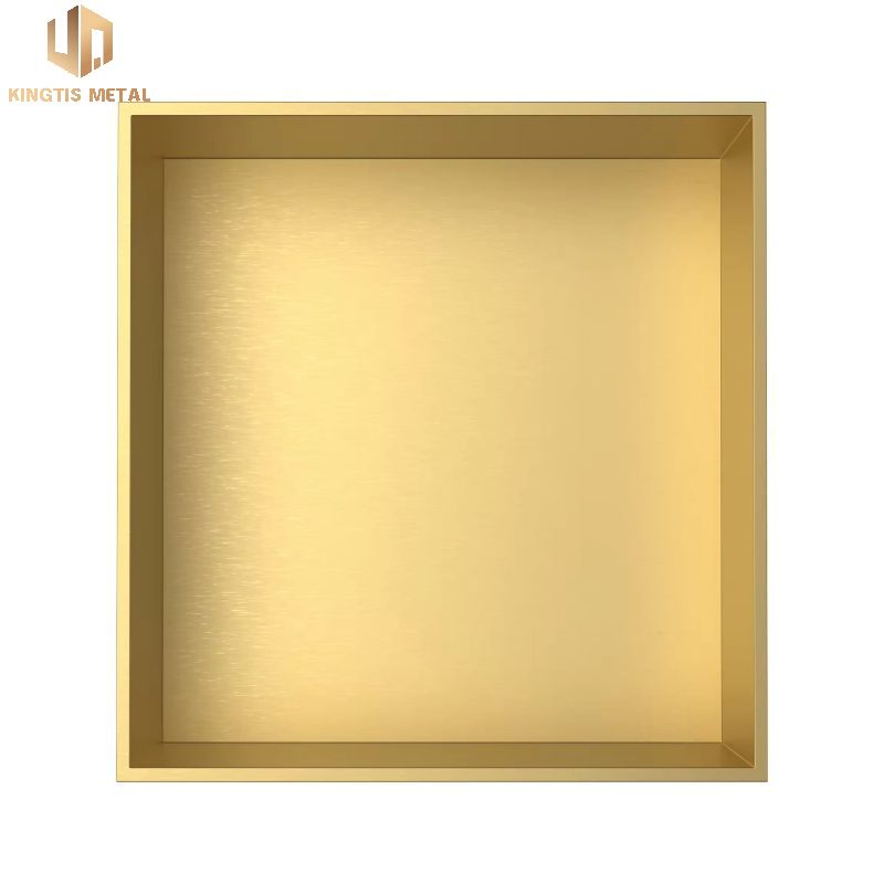 Stainless Steel Square One Box Gold Brushed Shower Niche