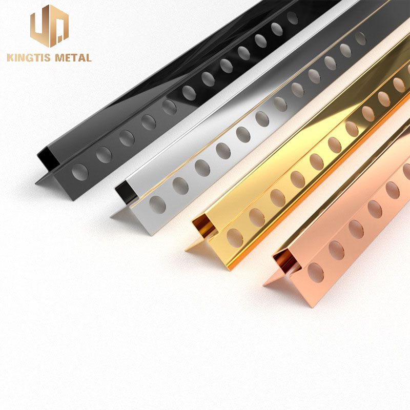 Stainless Steel Tile Square Edge​Trim Profile Edge Punching​ Protection Decorative Strip